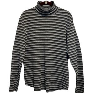 Merona Black and Gray Striped Turtleneck Sweater XL